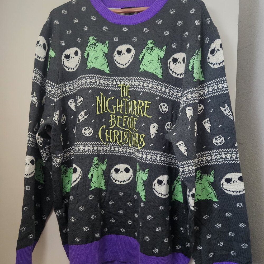 Glow In The Dark Nightmare Before Christmas Skellington Oogie Boogie XXL Sweater